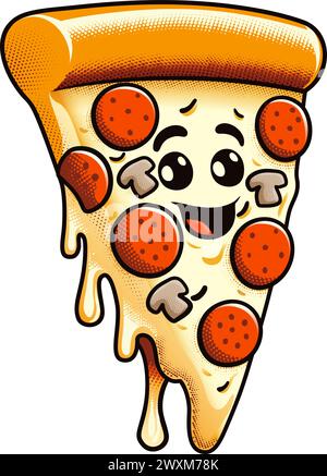 Cute Pizza Cartoon Mascot Food Illustration Stock Vector