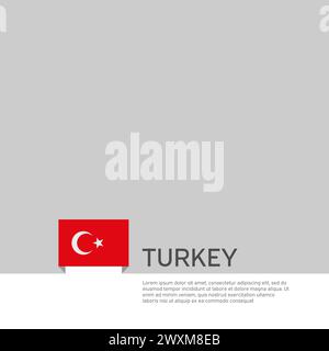 Turkey flag background. State patriotic turkish banner, cover. Document template with turkey flag white background. National poster. Business booklet Stock Vector
