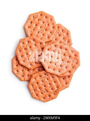 Salted crackers isolated on a white background. Stock Photo