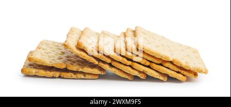 Salted crackers isolated on a white background. Stock Photo