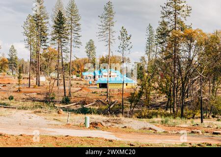 New home construction after the Camp Fire in Paradise, California Stock Photo