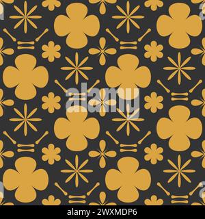Abstract retro seamless pattern. Geometric ornament endless background. trendy y2k elements repeat cover. Vector flat illustration. Stock Vector