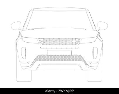 Modern SUV car outline. Front view of contour crossover vehicle ...