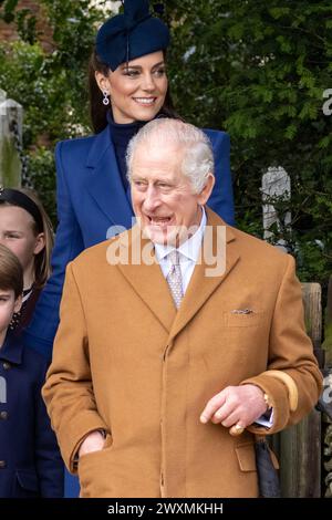 Picture dated December 25th 2023  shows King Charles and the Princess of Wales at the Christmas Day church service in Sandringham, the last time they Stock Photo