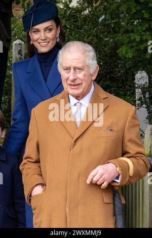 Picture dated December 25th 2023  shows King Charles and the Princess of Wales at the Christmas Day church service in Sandringham, the last time they Stock Photo