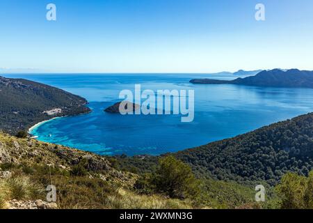 Aerial view of Playa de Formentor (Cala Formentor), Mallorca, Spain Stock Photo