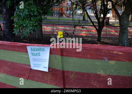 Asbestos Found near a children's playground, hazard fencing around ...