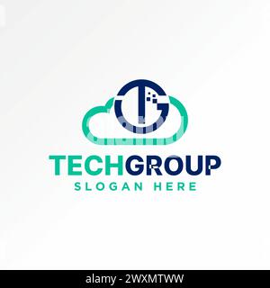 Logo design graphic concept creative premium abstract vector stock letter initial TG or GT on line cloud tech weather. Related to database prediction Stock Vector