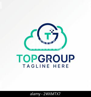 Logo design graphic concept creative premium abstract vector stock letter initial GT or TG on line cloud tech weather. Related to database prediction Stock Vector