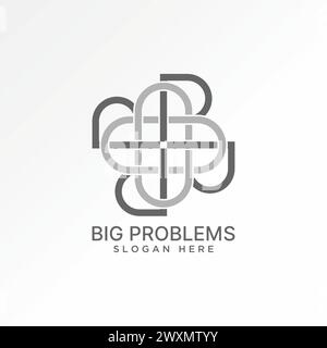 Logo design graphic concept creative premium vector stock initial letter B or BBBB font line art motif pattern connect. Related typography monogram Stock Vector