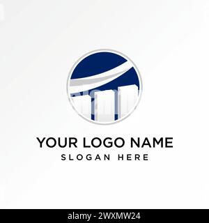 Logo design graphic concept creative premium abstract unique vector stock bar arrow chart or trading on circle. Related finance business grow increase Stock Vector