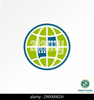 Logo design graphic concept creative abstract premium vector stock icon world maps place network talk chat symbol Related to group text pointer speech Stock Vector