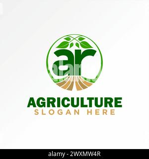 Logo design graphic creative concept premium vector stock initial letter AR font with leaves nature farm agriculture. Related to typography monogram Stock Vector