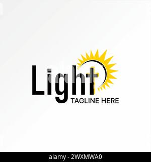 Logo design graphic concept creative premium vector stock word text Light with cross church and sun ray religion. Related typography monogram branding Stock Vector