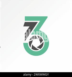 Logo design graphic creative concept premium abstract vector stock sport number 3 or 73 with capture shooting view. Related typography monogram brand Stock Vector