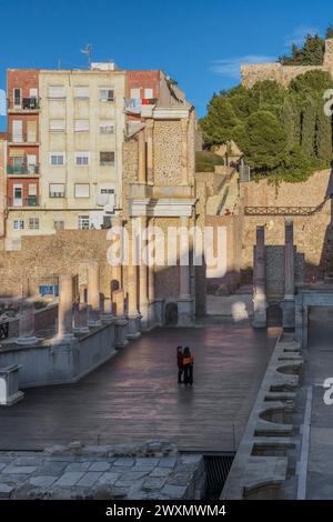 Ruins under restoration of the Roman theater from the 1st century BC ...