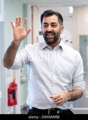 First Minister of Scotland Humza Yousaf during a visit to visit the National Treatment Centre at Victoria Hospital in Kirkcaldy, Fife, for the announcement of an investment to reduce waiting times. Picture date: Monday April 1, 2024. Stock Photo