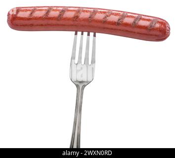 Grilled sausage on the falk. File contains clipping path. Stock Photo
