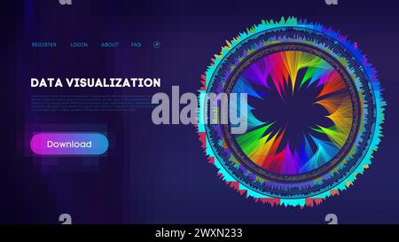 Colorful data wheel Infographic on Dark Background. Data visualization. Stock Vector