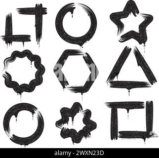 Black brush paint frames set Stock Vector