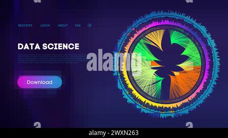 Bright Data Science Visualization on Navy Background Stock Vector