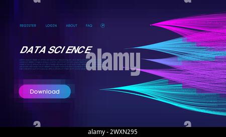 Bright Data Science Visualization on Navy Background Stock Vector