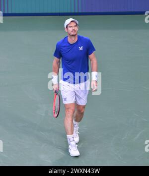 Dubai, February 26th 2024-Photo of British tennis player Andy Murray on action. Dubai Duty Free Tennis Championships 2024, located in Dubai Stock Photo