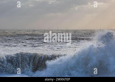 Crashing waves at Brighton during windy weather Stock Photo