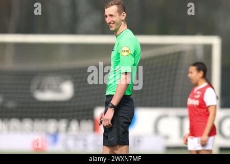 WIJDEWORMER, NETHERLANDS - MARCH 31: Kylian Walthuis Scheidrechter during the Dutch Azerion Women’s Eredivisie match between AZ Alkmaar and PSV at AFA Stock Photo
