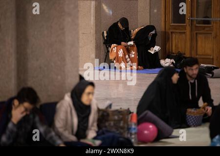 Tehran, Iran. 31st Mar, 2024. Shiite worshipers attend Laylat al-Qadr, or the Night of Destiny during the holy Islamic month of Ramadan, in Tehran, Iran, Sunday, April 01, 2024. (Photo by Sobhan Farajvan/Pacific Press) Credit: Pacific Press Media Production Corp./Alamy Live News Stock Photo