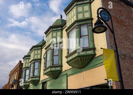Rockford, Illinois - United States - March 28th, 2024: Downtown buildings in the Midtown District of Rockford, Illinois, USA. Stock Photo