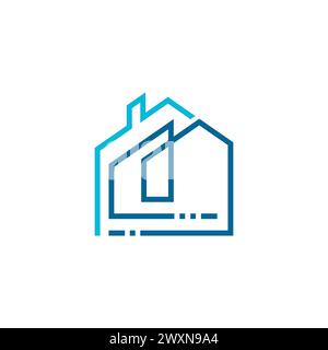 A line art icon logo of a house/real estate design template. Isolated modern abstract simple line house logo symbol icon design template for Real esta Stock Vector