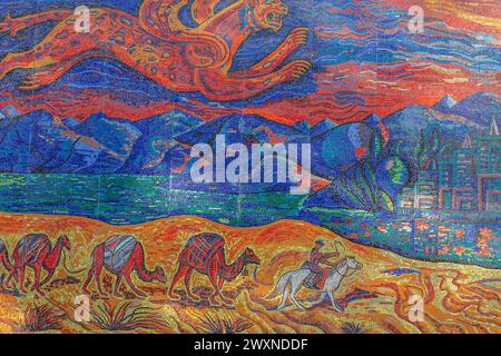 Mosaic Picture Enlik Kebek, 1965, Almaty Hotel, Almaty, Kazakhstan 