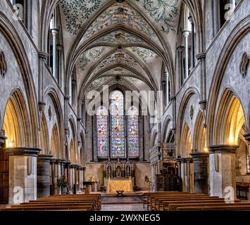 The interior of  Priory church of St Mary and St Blaise next to the ruins of Boxgrove Priory near Chichester, West Sussex, England Stock Photo