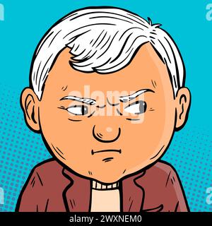 Skeptic man with a suspicious expression on his face Stock Vector