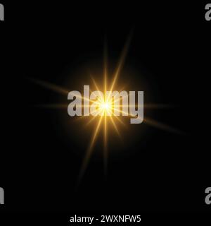 Glow and sun ray transparent light effect set, lens flare, explosion, line, sun flash, spark. Abstract special effect element design. Stock Vector