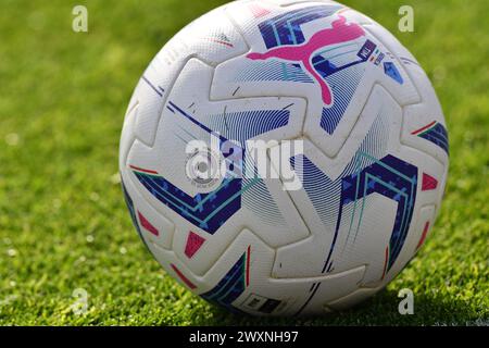 Lecce, Italia. 01st Apr, 2024. the official ball Serie A TIM soccer match between US Lecce and AS Roma at the Via del Mare Stadium in Lecce, Italy, Monday, April 1, 2024. (Credit Image: © Giovanni Evangelista/LaPresse) Credit: LaPresse/Alamy Live News Stock Photo