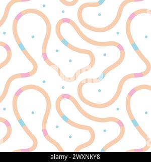 seamless pattern with continious endless line. Creative minimalist style art symbol collection for children or party celebration with modern shapes. Stock Vector