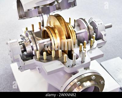 Double inlet horizontal pump cross section Stock Photo