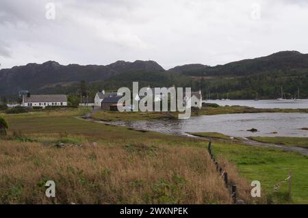 The village of Plockton on the shores of Loch Carron, Lochalsh, Wester Ross area of the Scottish Highlands, UK Stock Photo
