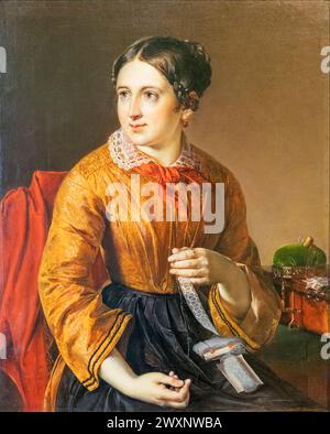 Portrait of Seamstress by Vasily Tropinin, 1830s, museum, Vladimir, Vladimir region, Russia Stock Photo