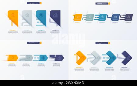 Set of vector number infographic template composed of 4 labels Stock Vector