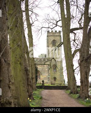 St Giles Church at Calke Abbey country house and estate in Derbyshire, England Stock Photo