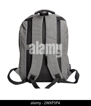 Backpack isolated on white background. Laptop rucksack, schoolbag, back rear view. Stock Photo