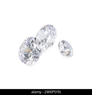 Different beautiful shiny diamonds isolated on white Stock Photo - Alamy
