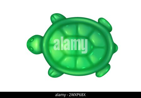 Cute gummy turtle 3d realistic vector illustration. Reptile shaped jelly sweets creative design. Healthy snack on white background Stock Vector