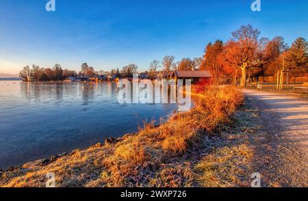 The Beautiful Sunrise in Tutzing, Germany Stock Photo