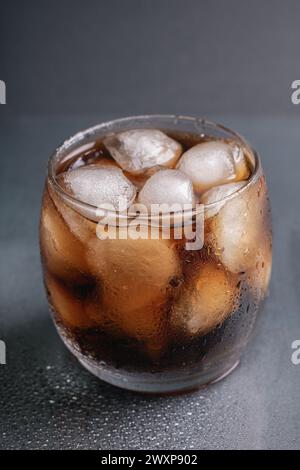 drink, soda, drop, droplet, liquid, cocktail, ice, whiskey, glass, cold, alcoholic, vertical, background, photography, cool, color image, beverage, we Stock Photo