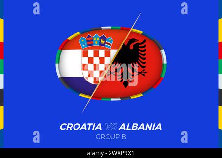 Croatia Vs Albania. Europe Football Tournament 2024, Soccer Scoreboard 