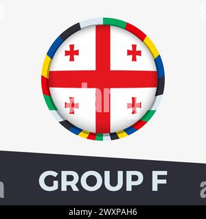 Georgia flag stylized for European football tournament 2024. Circle flag icon. Stock Vector